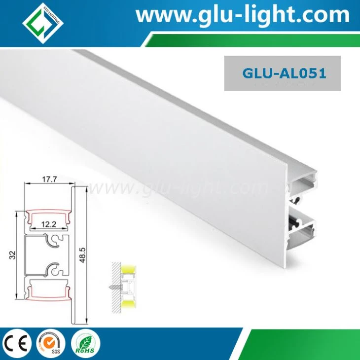 Profil Led Aluminium Edge Lit Untuk Strip Led, Saluran Led Alu Atas Dan Bawah